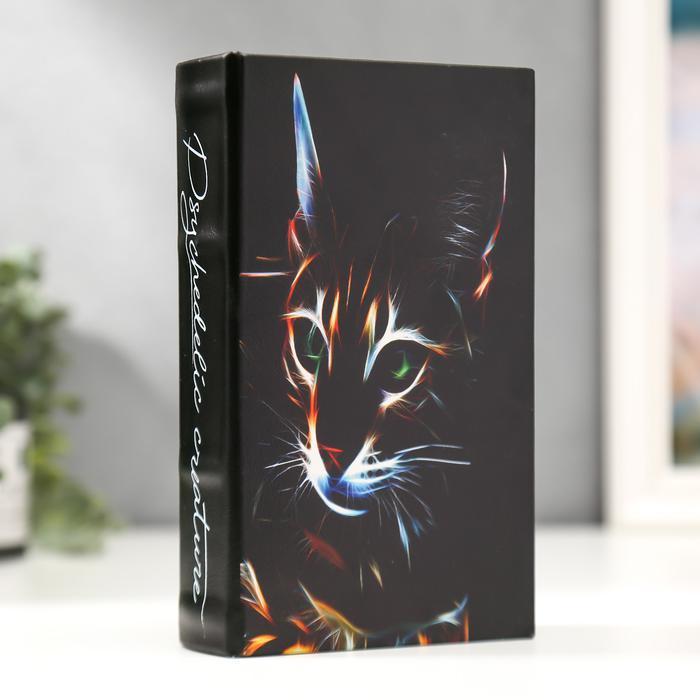 Сейф-книга дерево кожзам "Кошка в лучах лазера" 21х13х5 см - фото 1 - id-p163314089