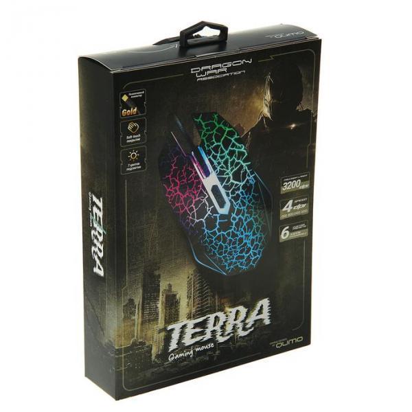 Мышь Qumo Dragon War Terra, игровая, проводная, оптическая, подсветка, 3200 dpi, USB,черная - фото 6 - id-p163313137