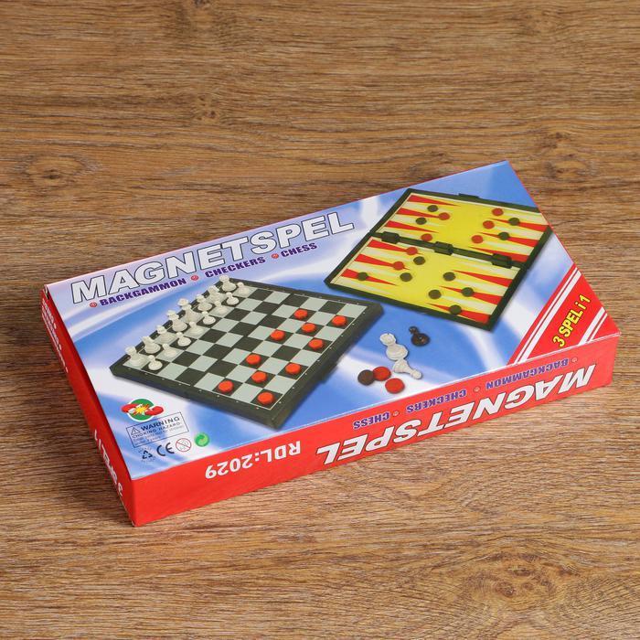 Настольная игра, набор 3в1 "Зук": нарды, шахматы, шашки, магнитная доска 24.5х24.5 см - фото 9 - id-p163314250