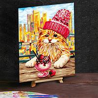 Картина по номерам на холсте 30×40 см «Рыжий кот в шапочке»