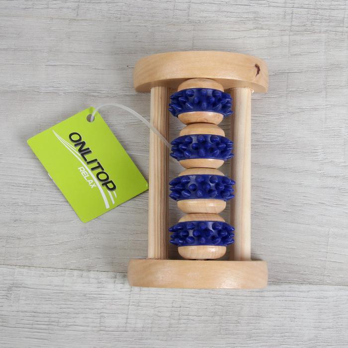 Массажёр «Ножное счастье», деревянный, 4 колеса с шипами, цвет МИКС - фото 3 - id-p163314288