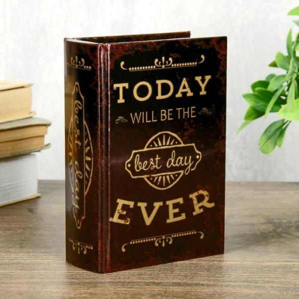 Шкатулка-книга дерево кожзам "Сегодня самый лучший день" 16х11х4,5 см - фото 1 - id-p163313337
