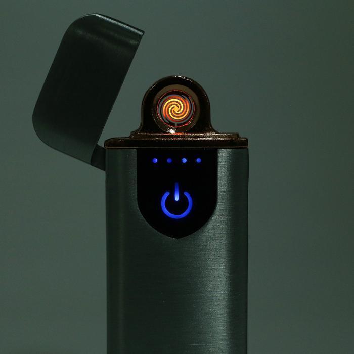 Зажигалка электронная "Авилес" спираль, сенсорная кнопка, серебристая 7.9х3.1 см - фото 4 - id-p163314307