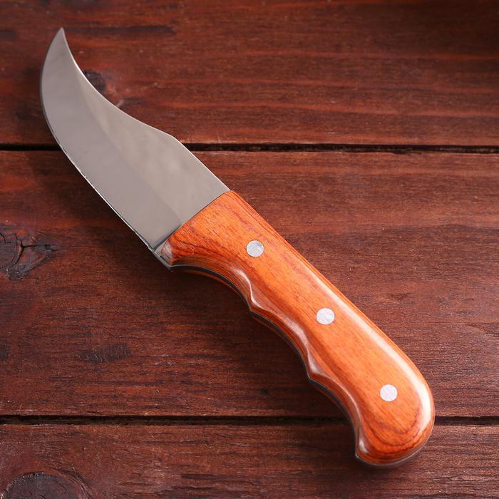 Нож туристический 16 см, в чехле, деревянная рукоять с выемками - фото 2 - id-p163314313
