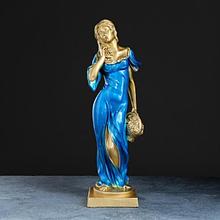 Фигура "Девушка с корзиной" бронза/синий 14×14×56см