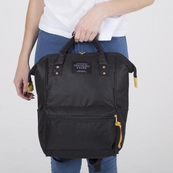 Рюкзак-сумка, отдел на молнии, 2 наружных кармана, 2 боковых кармана, цвет чёрный - фото 6 - id-p163313355
