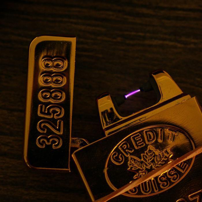 Зажигалка электронная, дуговая, USB, золотая, 3.5х1х7 см - фото 4 - id-p163314459
