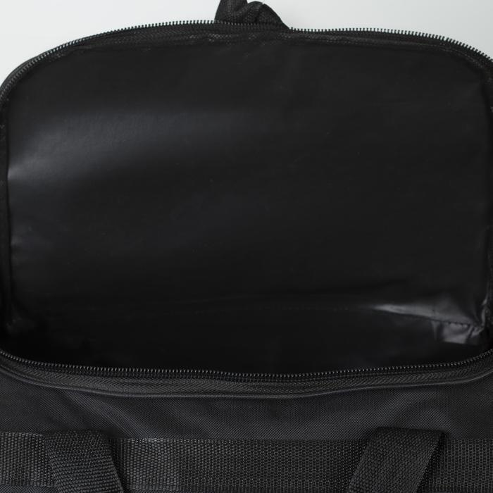 Сумка спортивная, 3 отдела на молниях, наружный карман, длинный ремень, цвет чёрный - фото 4 - id-p163314488