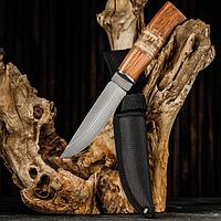 Нож охотничий, Мастер К, лезвие 14 см, в чехле, деревянная рукоять с пробковой вставкой