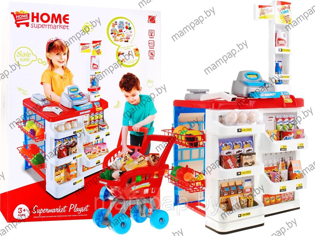 Игровой набор "Супермаркет" со сканером и тележкой, 24 предмета, арт. 668-05