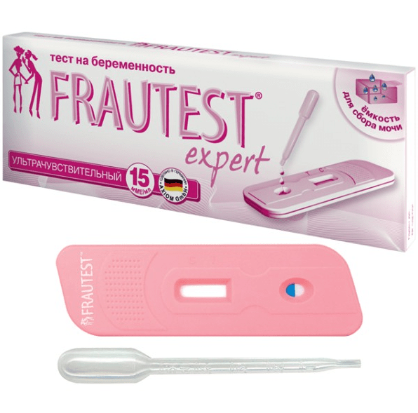 Тест для определения беременности в кассете с пипеткой и емкостью для сбора мочи Frautest Expert - фото 1 - id-p156514378