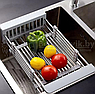 Органайзер для кухни универсальный (дуршлаг сушилка) Extendable Dish Drying, металл, пластик Светло-серый, фото 3