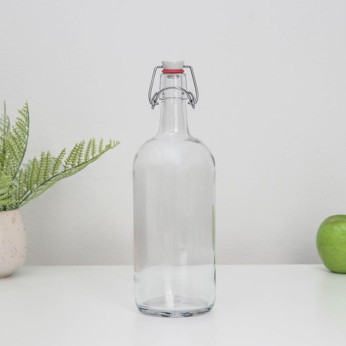 Бутылка бугельная с пробкой 1 л, цвет прозрачный. - фото 1 - id-p163382594