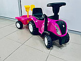 Детская машинка-каталка Baby Care Holland Tractor 658-T (розовый) с прицепом, звуковые и световые эффекты, фото 2