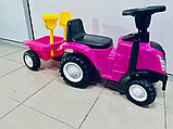 Детская машинка-каталка Baby Care Holland Tractor 658-T (розовый) с прицепом, звуковые и световые эффекты, фото 3