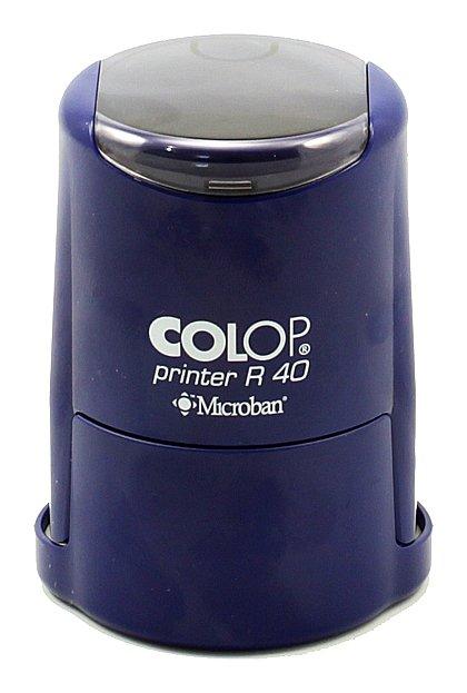 Автоматическая оснастка Colop R40 в боксе для клише печати &#248;40 мм, корпус синий (Microban - с