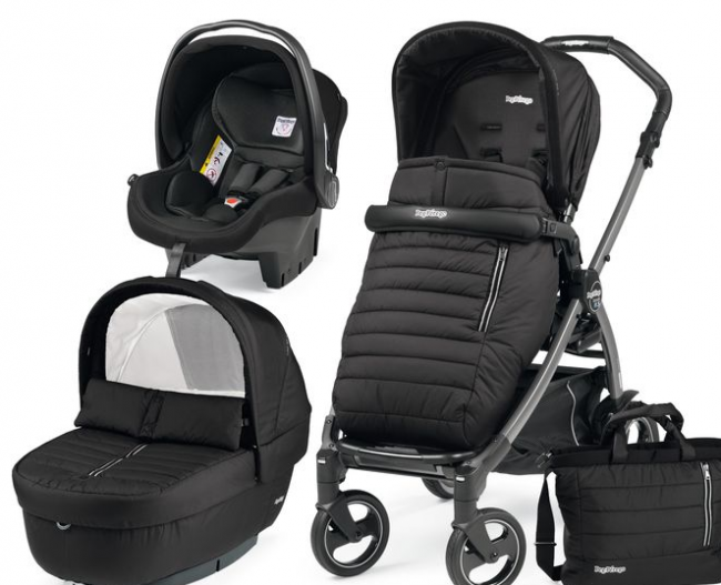 Коляска для новорожденного Peg-Perego Set Elite Breeze Noir Черный (короб, автокресло, сумка) Витринный - фото 1 - id-p163446748