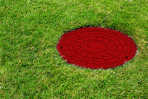 Люк полимерно-композитный круглый красный (до 3 т) 3529825, фото 2