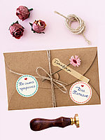 Круглые самоклеящиеся наклейки / этикетки с принтом "Винтаж" (D 39 мм) 70 шт., фото 4