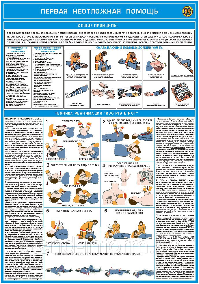 Плакат на ПВХ 3 мм " Первая неотложная помощь азбука реанимации" №10 р-р 40*57 см - фото 1 - id-p163545769