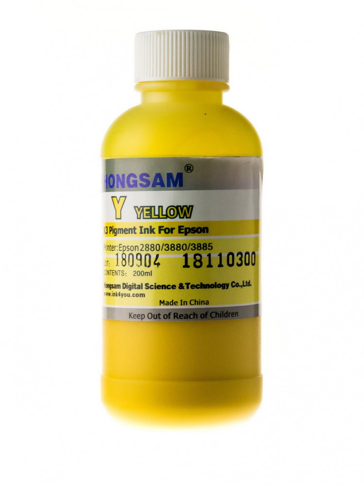 Чернила Hongsam для широкоформатных принтеров Epson SC, 200 мл (Желтый (Yellow)) - фото 1 - id-p163495762