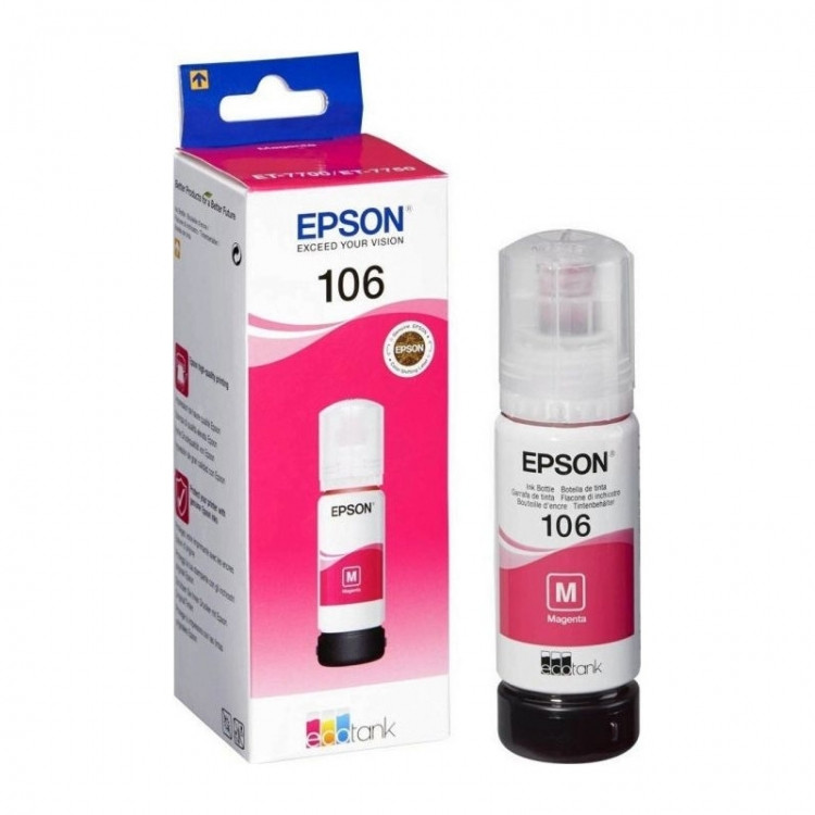 Оригинальные чернила EPSON 105/106 для L7160, L7180, 140/70 мл, (T00Q/T00R) (пурпурный (magenta), 70 мл) - фото 1 - id-p163496174