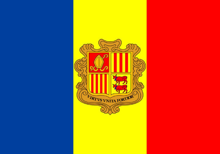 Флаг Андорры (75х150 см) - фото 1 - id-p163495349