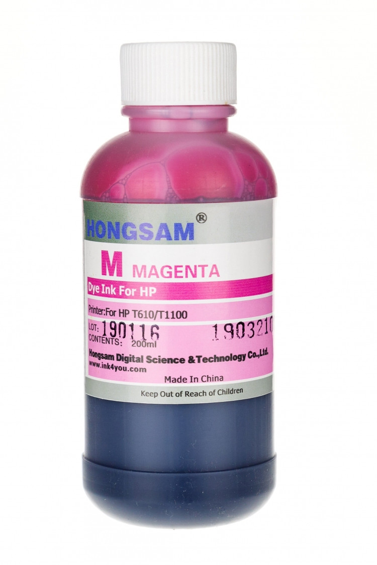Чернила Hongsam для плоттеров HP T610 (6 цветов), 200 мл (Пурпурный (Magenta)) - фото 1 - id-p163495467