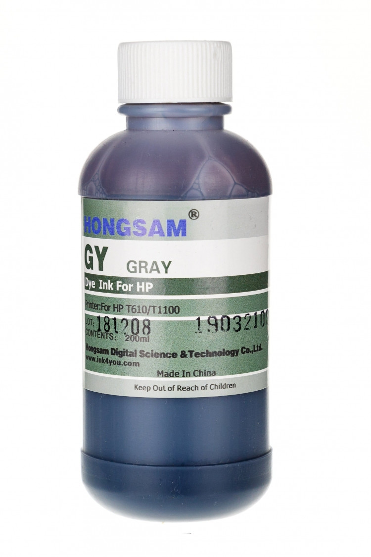 Чернила Hongsam для плоттеров HP T610 (6 цветов), 200 мл (Серый (Gray)) - фото 1 - id-p163495473