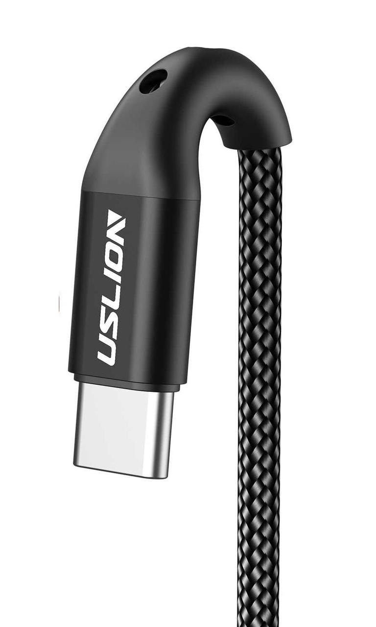Зарядный USB дата кабель USLION Type-C для быстрой зарядки, 3.0A, 1м, черный 555123, фото 1