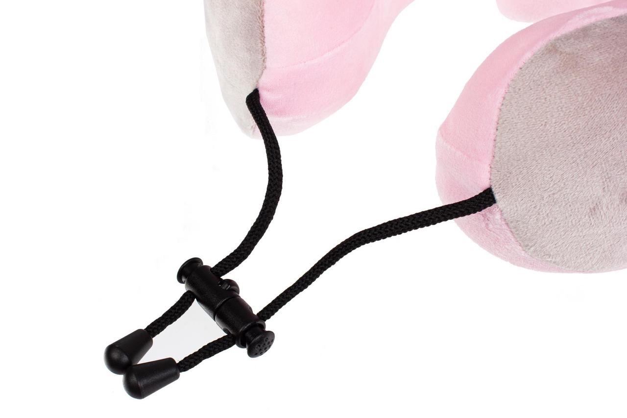 Дорожная подушка-подголовник для шеи с завязками, серо-розовая - фото 6 - id-p163586887