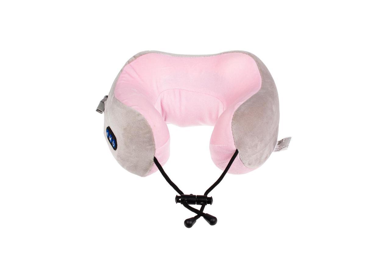 Дорожная подушка-подголовник для шеи с завязками, серо-розовая - фото 8 - id-p163586887