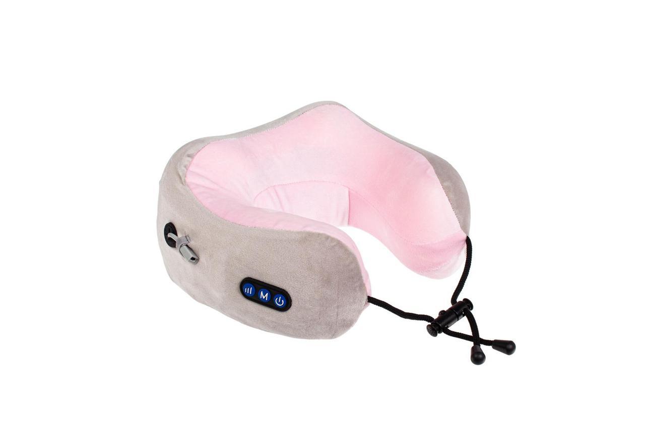 Дорожная подушка-подголовник для шеи с завязками, серо-розовая - фото 2 - id-p163586887