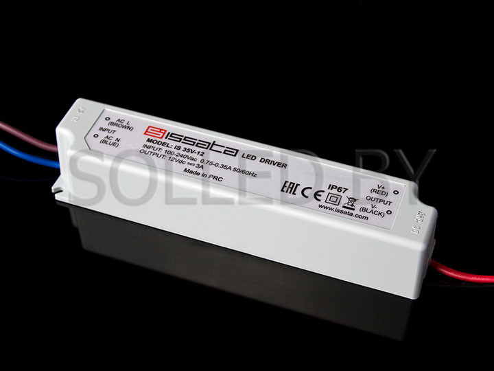 Блок питания 35W 12V IP67 пластик (ISSATA)