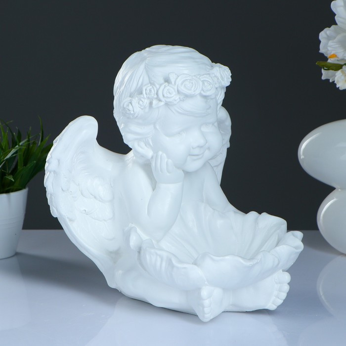 Фигура "Ангел с кувшинкой" 23х23х27см белый - фото 1 - id-p163558538