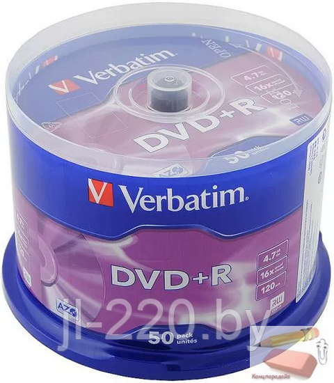 Диск DVD-R 4.7Gb 16x Verbatim, 50 штук, CakeBox