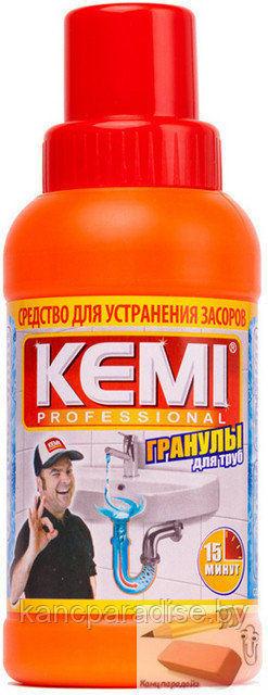 Средство для удаления засоров в трубах Kemi Professional, гранулы, 500 грамм