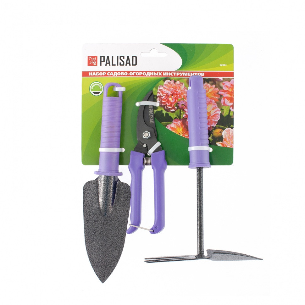 Набор садового инструмента с секатором, пластиковые рукоятки, 3 предмета, Standard, Palisad 62904 - фото 3 - id-p111183044