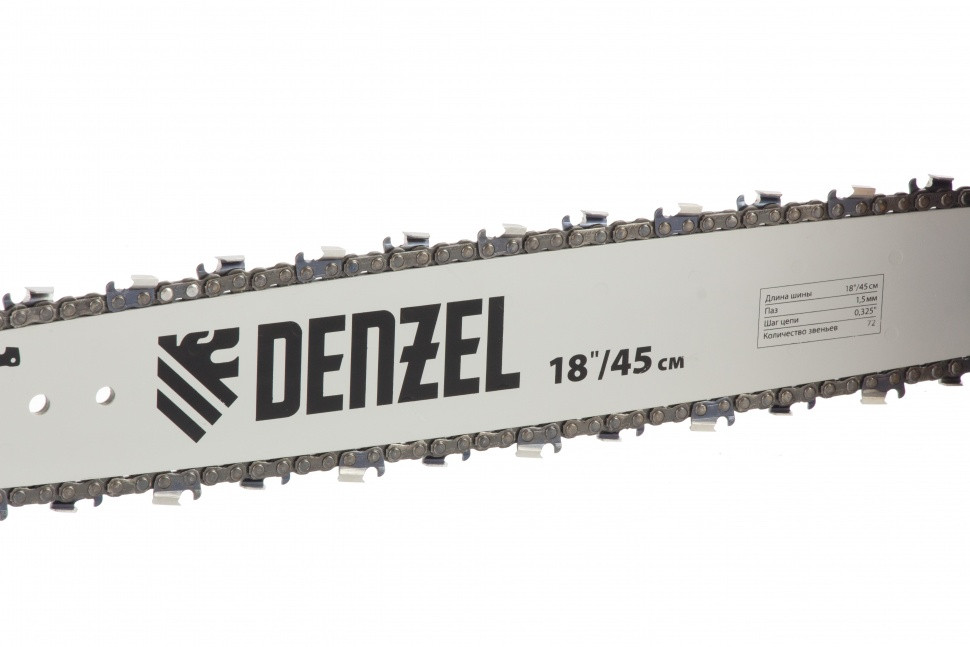 Пила цепная бензиновая DGS-5218, шина 45 см, 52 см3, 3.5 л.с, шаг 0.325, паз 1.5 мм, 72 звена Denzel 95233 - фото 4 - id-p163687785
