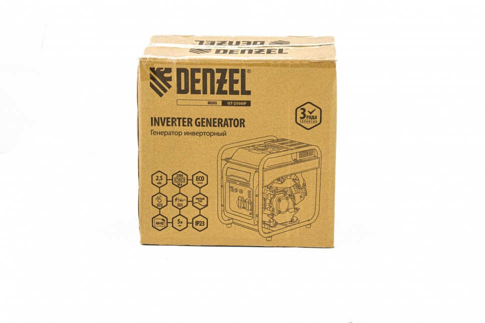 Генератор инверторный GT-2500iF, 2.5 кВт, 230 В, бак 5 л, открытый корпус, ручной старт Denzel 94704 - фото 8 - id-p163687814