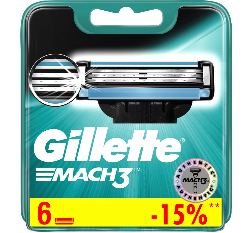 Сменные кассеты Gillette MACH 3 ( 6 шт ) - фото 1 - id-p163788947