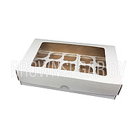 Коробка для 15 маффинов с окном Белая (Беларусь, 395х240х95 мм)