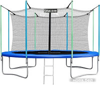 Батут Atlas Sport 435 см - 14ft (с лестницей, внутренняя сетка, синий)