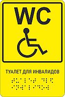 Тактильная пиктограмма с шрифтом Брайля "Туалет для инвалидов" ПВХ, 150*200