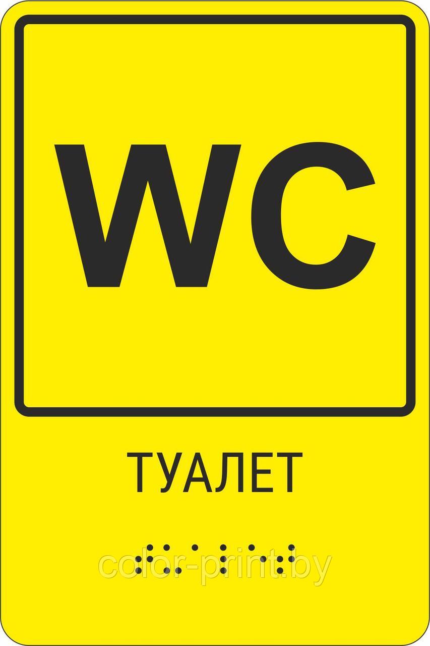 Тактильная пиктограмма с шрифтом Брайля  "Туалет" 200*250, ПВХ