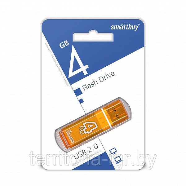 USB-накопитель 4GB Glossy series SB4GBGS-OR оранжевый Smartbuy