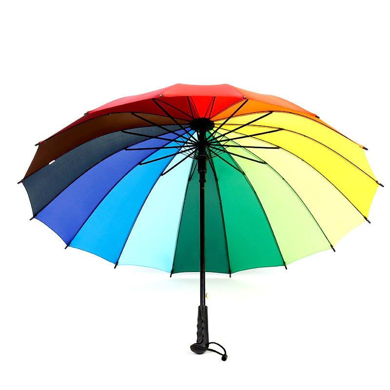 Зонт трость Радуга с прямой ручкой - фото 6 - id-p163861226