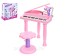 Рояль (пианино) детский со стульчиком, микрофоном и mp3 6615 розовый, фото 6