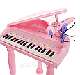 Рояль (пианино) детский со стульчиком, микрофоном и mp3 6615 розовый, фото 7