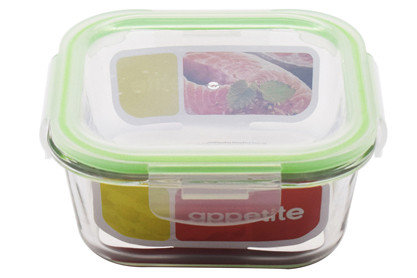 Контейнер стеклянный квадратный 800мл ТМ Appetite зеленый, фото 2